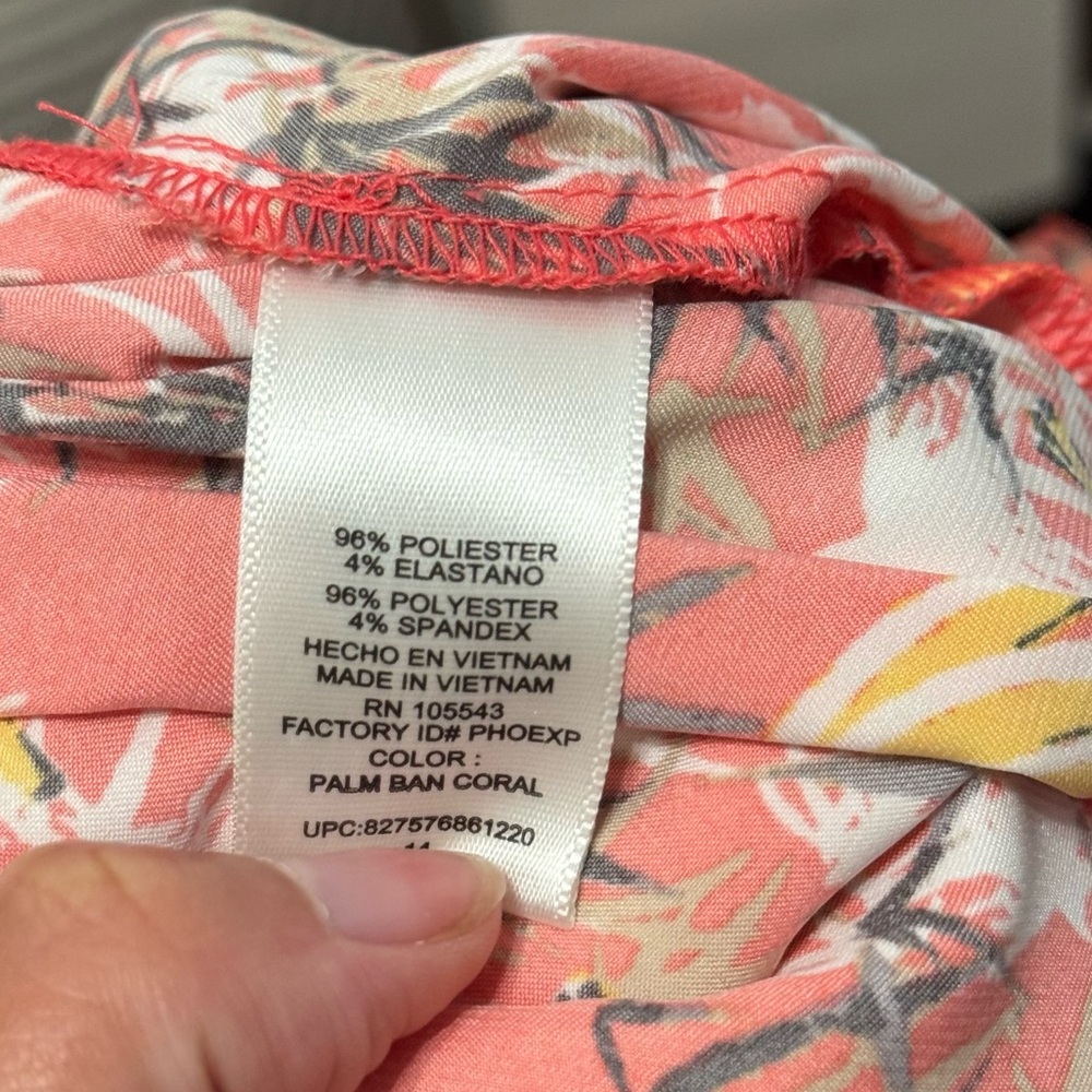 Peter Som For Design Nation Tropical Banana Print Satin Coral Romper Size 14 - Picture 9 of 9
